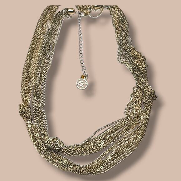 Erica Lyons Jewelry - Erica‎ Lyons Gold Tone Multi Chain Knotted Station Necklace 40"-44"